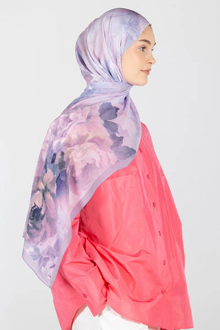 Floral Desen Rami Şal - Leylak
