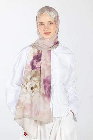 Floral Desen Rami Şal - Nude
