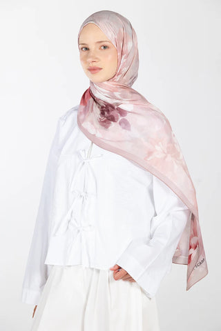 Floral Desen Rami Şal - Pembe