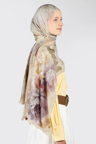 Floral Desen Rami Şal - Sarı