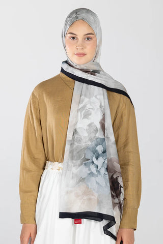 Floral Desen Rami Şal - Siyah