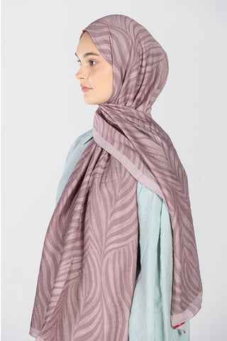 Leaf Desen Viskon Şal - Pembe