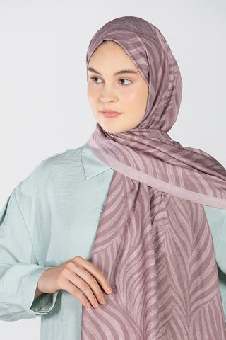 Leaf Desen Viskon Şal - Pembe