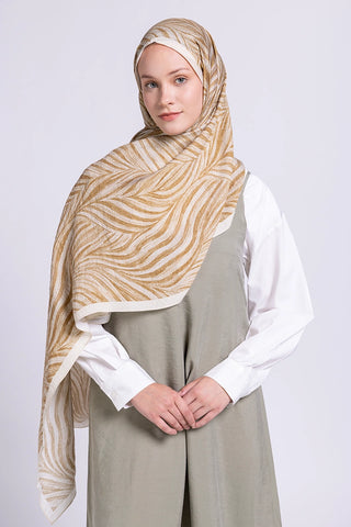 Leaf Desen Viskon Şal - Sarı