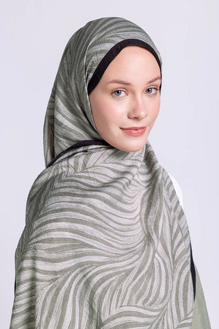 Leaf Desen Viskon Şal - Soft Yeşil