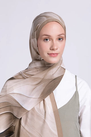 Elegant Desen Modal Viskon Şal - Bej