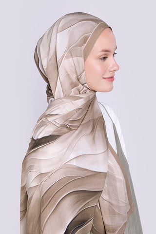 Elegant Desen Modal Viskon Şal - Bej