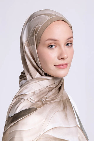 Elegant Desen Modal Viskon Şal - Bej