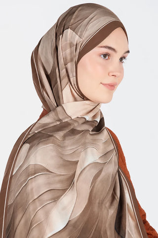 Elegant Desen Modal Viskon Şal - Kahverengi