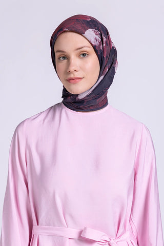 Volen Viskon Eşarp Floral Desen - Mürdüm
