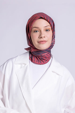 Volen Viskon Eşarp Geometrik Desen - Bordo